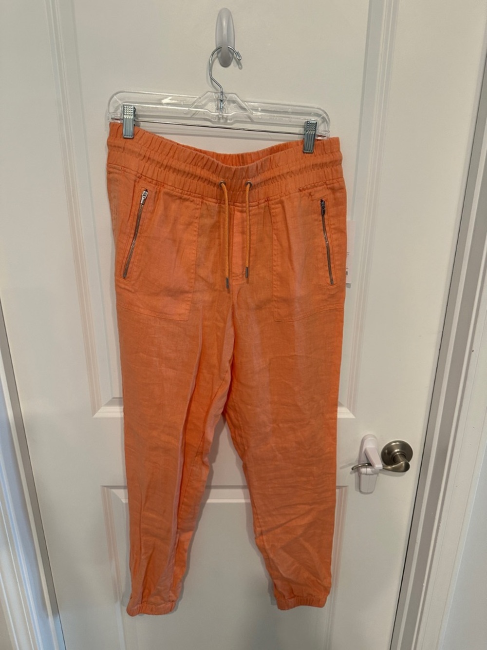 Athleta Neon Orange Linen Joggers Size 10TALL